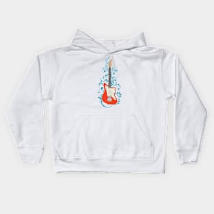 Red Offset Style Electric Guitar Flowering Vines Kids Hoodie